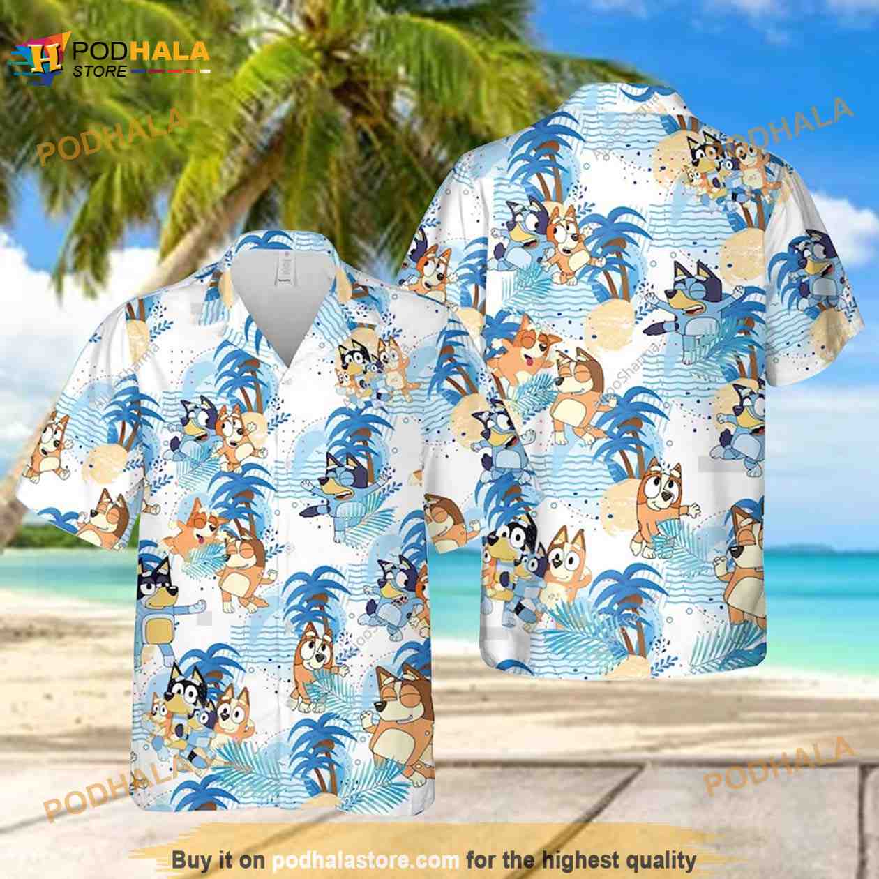 Funny Bluey Beach Outfit Hawaiian Shirt
