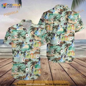 Bluy Family Hawaiian, Summer Hawaiian, Funny Disney Shirt, Blueydad Beach