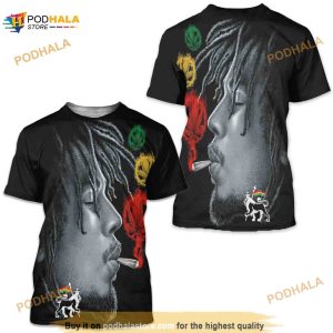Bob Marley Sublimation Front Print 3D Shirt mokecannabis Leafswag Dopeteetop