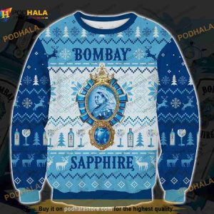 Bombay Sapphire Print Christmas 3D Ugly Sweater