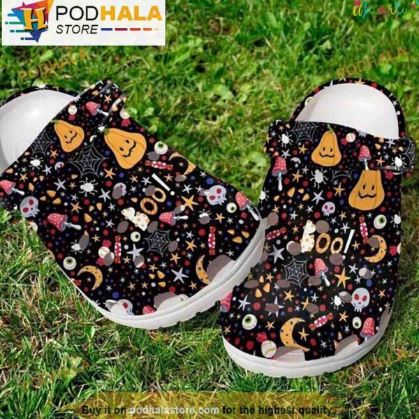 Boo Pattern Classic 3D Crocs Halloween, Funny Crocs