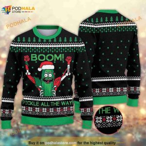 Boom Pickle Rick Christmas 3D Ugly Sweater