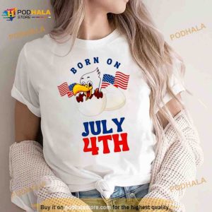 Born On July 4th Duck American Flags Shirt 2