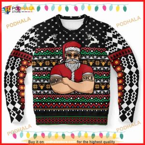 Bouncer Santa Naughty Nice Santa Party 3D Ugly Sweater