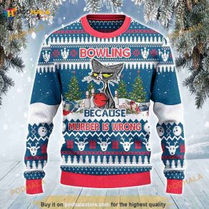 Bowling Because Murder Is Wrong Christmas 3D Ugly Sweater