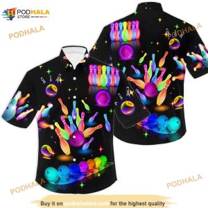 Bowling Neon Style Deign Hawaiian Shirt, Aloha Shirt For Women Men