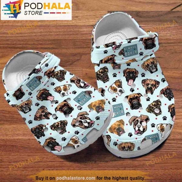 Boxer Dog Mom Hibiscus Flowers 3D Crocs, Funny Crocs