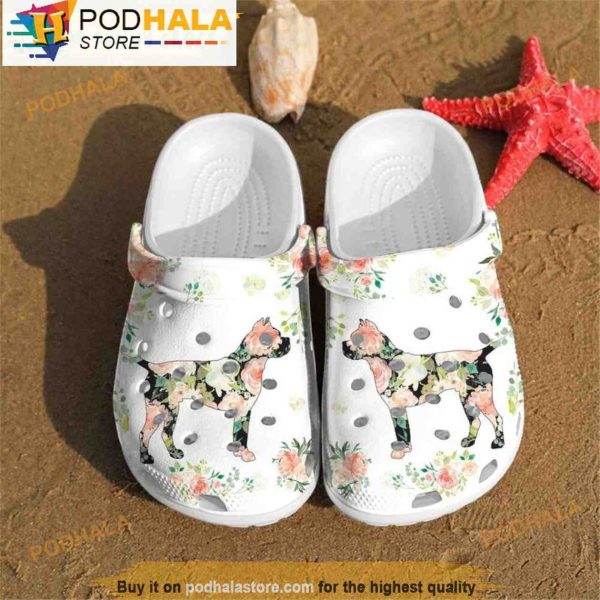 Boxer Dog Pink Floral 3D Crocs, Funny Crocs