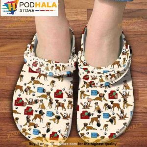 Boxer Dog Seamless Pattern 3D Crocs, Funny Crocs