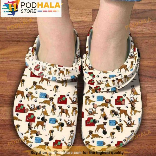Boxer Dog Seamless Pattern 3D Crocs, Funny Crocs