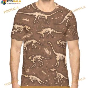 Boys Dino Skeletons Casual Creative Print 3D Shirt