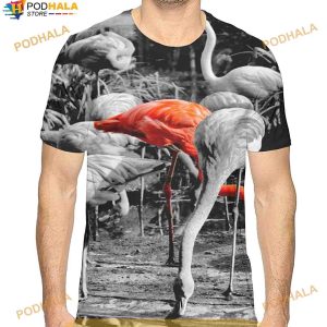Boys Flamingo Drinking Water Popular Creative Print 3D Shirt