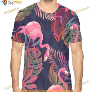 Boys Pink Flamingo Basic Creative Print 3D Shirt