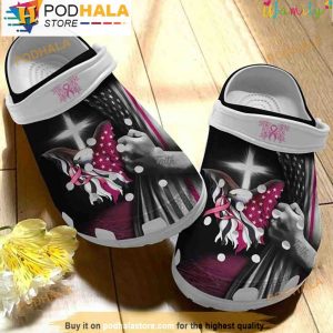 Breast Cancer Awareness Eagle Usa Flag 3D Crocs