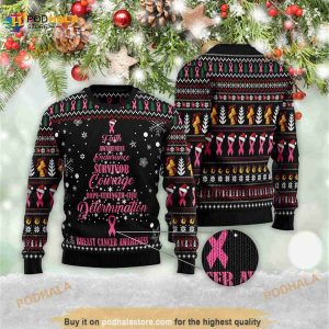 Breast Cancer Christmas Tree 3D Ugly Sweater