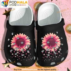 Breast Cancer Pink Ribbons Sunflowers Floral 3D Crocs