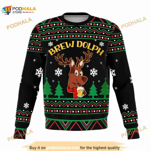 Brew Dolph Beer Unisex Ugly Christmas Funny Sweater