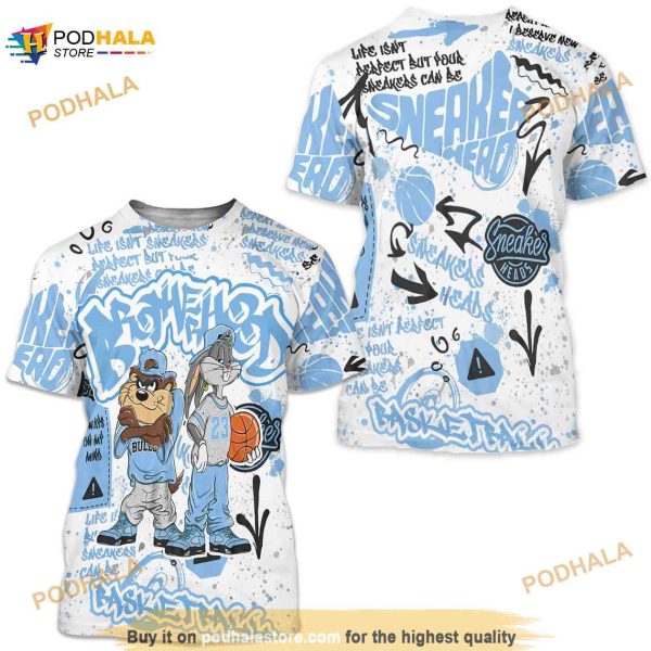Brotherhood Bunny Sneaker 3D Shirt Match Retro University Blue 5s Tee
