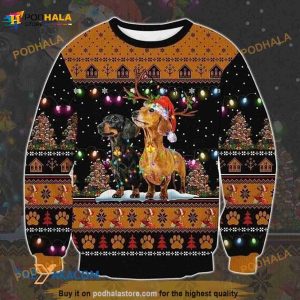Brown Dachshund Christmas 3D Ugly Sweater