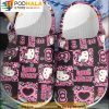Brown Pink Hello Kitty 3D Crocs, Funny Crocs
