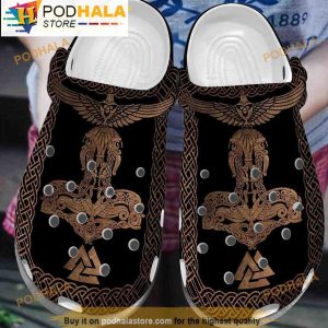 Brown Symbols Viking Gifts 3D Crocs, Funny Crocs