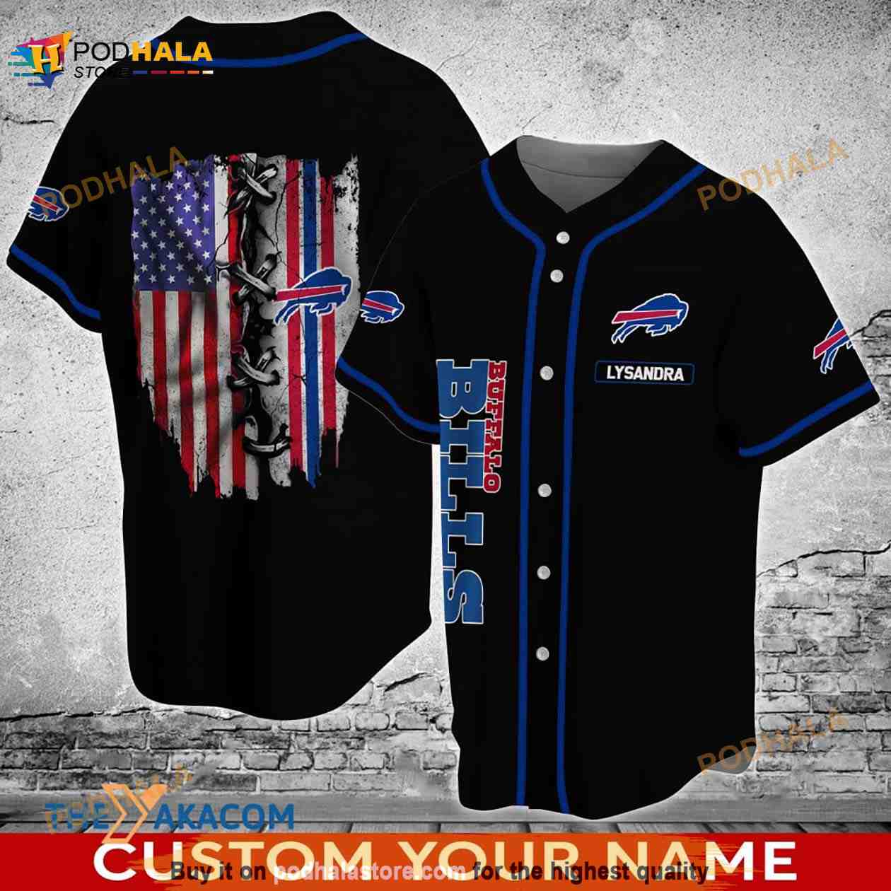 Custom Embroidered Uniform Mens Yankees Patriotic Team Button