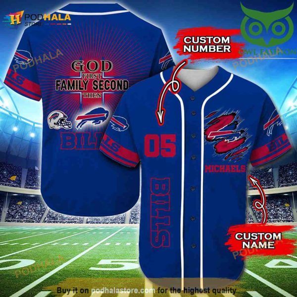 Buffalo Bills Personalized Gift, Custom Name Number 3D Baseball Jersey Shirt