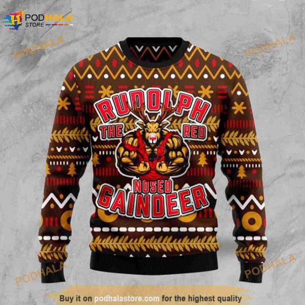 Buffed Rudolph The Red-nosed Reindeer Christmas Ugly Sweater
