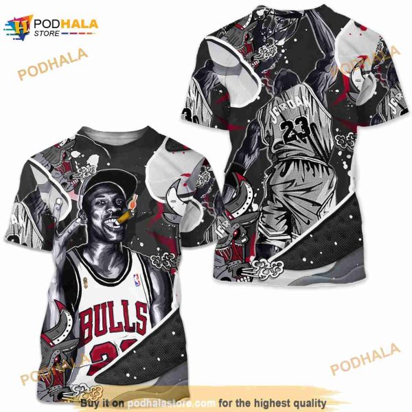 Bull 23 Jordan Unisex Sneaker 3D Shirt Match Black Flint 13s Shirt