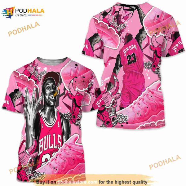 Bull 23 Jordan Unisex Sneaker 3D Shirt Match Plus Triple Pink Shirt