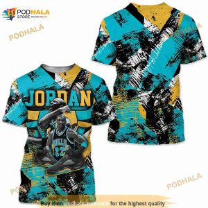 Bull Jordan Unisex Sneaker 3D Shirt Match 2023 Retro Aqua