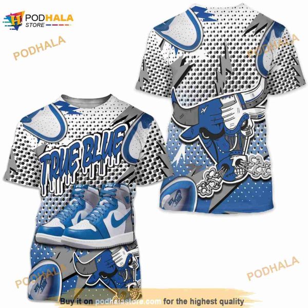 Bull Jordan Unisex Sneaker 3D Shirt Match True Blue 1s Shirt