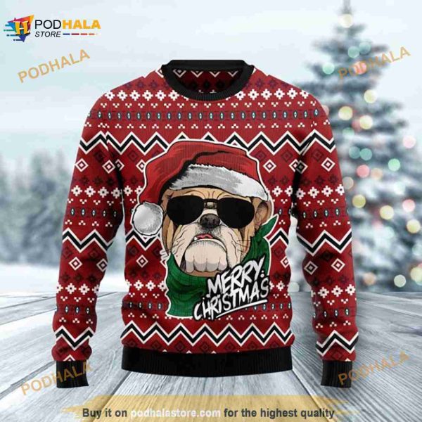 Bulldog Merry Christmas Ugly Sweater