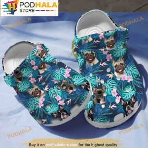 Bulldog Tropical Leaf Pattern Dog 3D Crocs, Funny Crocs