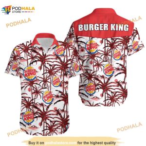 Burger King Food Shirt, Tropical Flower Aloha Hawaiian Shirt