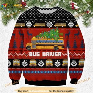 Bus Driver Christmas Tree Ugly Christmas Sweater, Funny Xmas Gifts