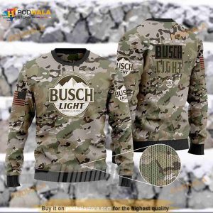 Busch Beer Camo Army Us Woolen Ugly Sweater