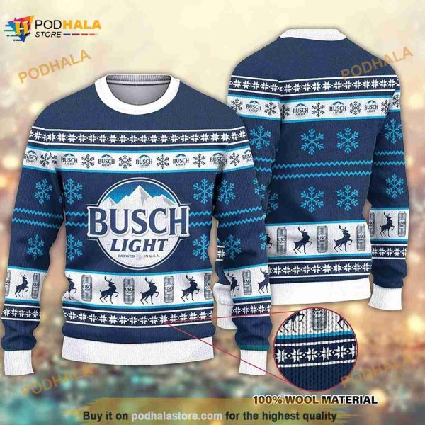 Busch Light Beer Ugly Knitted Christmas 3D Sweater, Funny Xmas Gifts