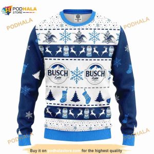 Busch Light Beer Ugly Knitted Christmas Sweater, Funny Xmas Gifts
