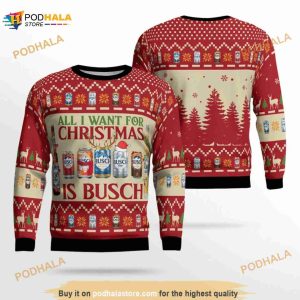 Busch Light Merry Christmas Ugly Sweater, Funny Xmas Gifts