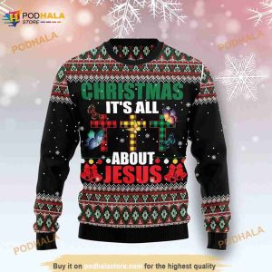 Butterfly All About Jesus Christmas Ugly Sweater