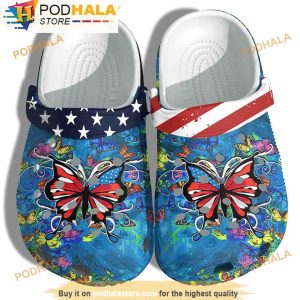 Butterfly America Flag 3D Crocs Clog, Funny Crocs