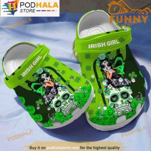 Butterfly Irish Girl Green 3D Crocs, Funny Crocs