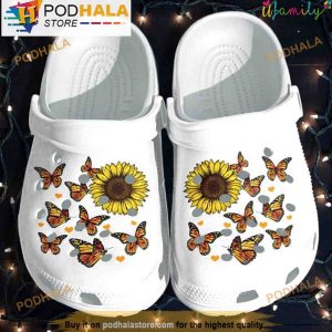 Butterfly Sunflower 3D Crocs, Funny Crocs