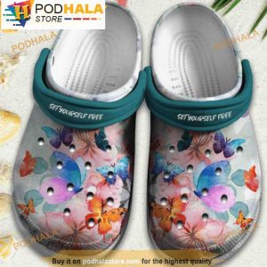 Butterfly With Flowers Magical Flower 3D Crocs, Funny Crocs