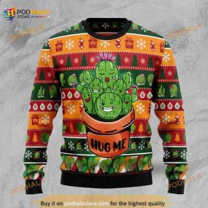 Cactus Hug Me Unisex Ugly Christmas Sweater For Men Women, Cactus Xmas Gift