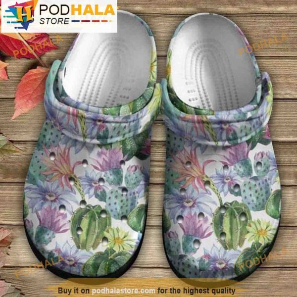 Cactus Seamless Pattern Floral 3D Crocs, Funny Crocs
