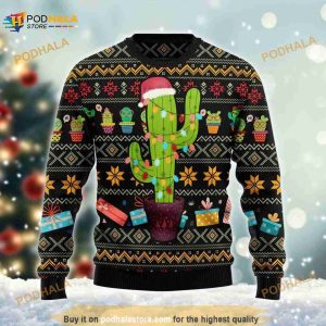 Cactus Ugly Knitted Christmas 3D Sweater, Funny Xmas Gifts