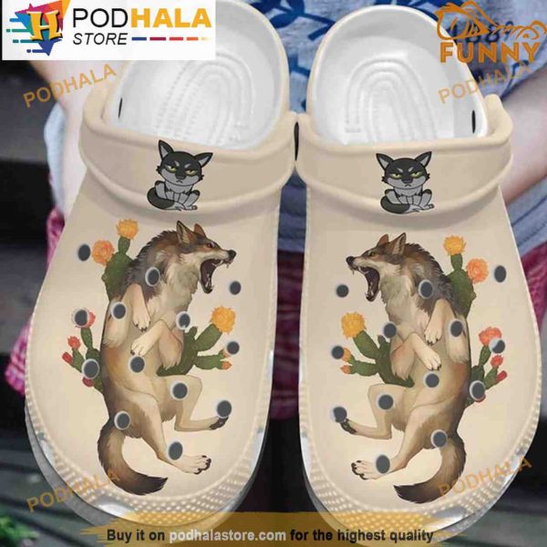 Cactus Wolf 3D Crocs, Funny Crocs