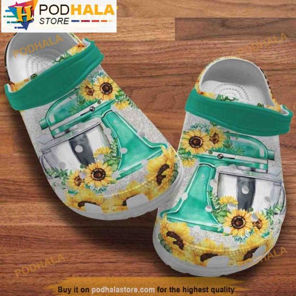 Cake Mixer Machine Sunflowers Floral 3D Crocs, Funny Crocs